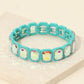 Rectangular Stone Frame Beaded Stretch Bracelet