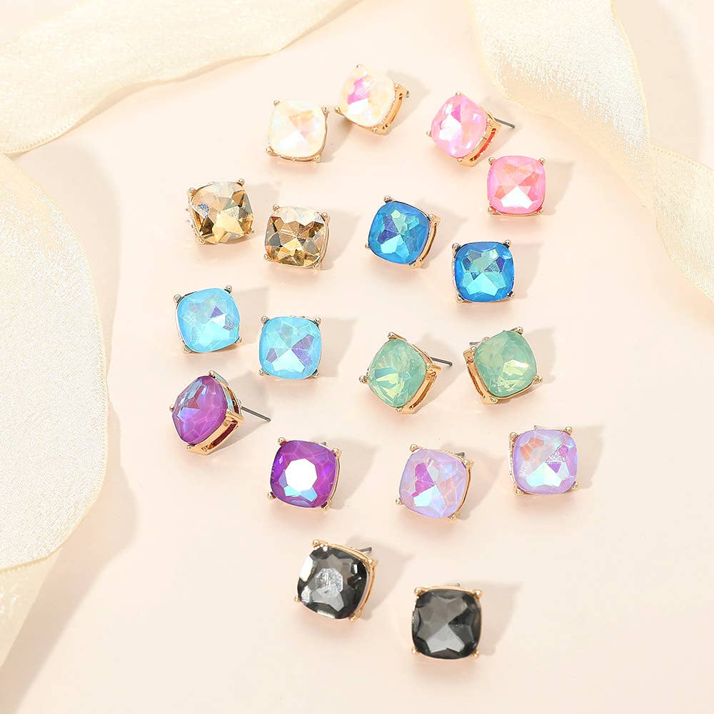 Square Cushion Stud Earrings