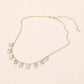 Rectangle Stone Cluster Station Beaded Chain Necklace