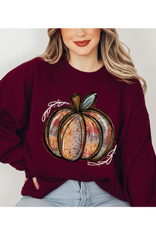 FLEECE PUMPKIN SPARKLE SWEATSHIRT