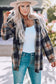 Women Rounded Hem Plaid Shacket with Slits