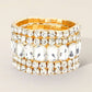 5PCS - Emerald Cut Round Stone Stretch Evening Bracelets