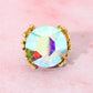 Metal Twig Detailed Round Stone Stretch Ring