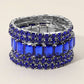5PCS - Emerald Cut Round Stone Stretch Evening Bracelets