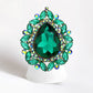 Teardrop Stone Centered Round Marquise Stone Trimmed Stretch Ring