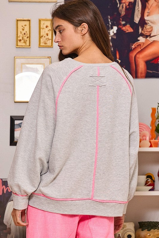 Contrast Binding Detail Long Sleeve Sweatshirt