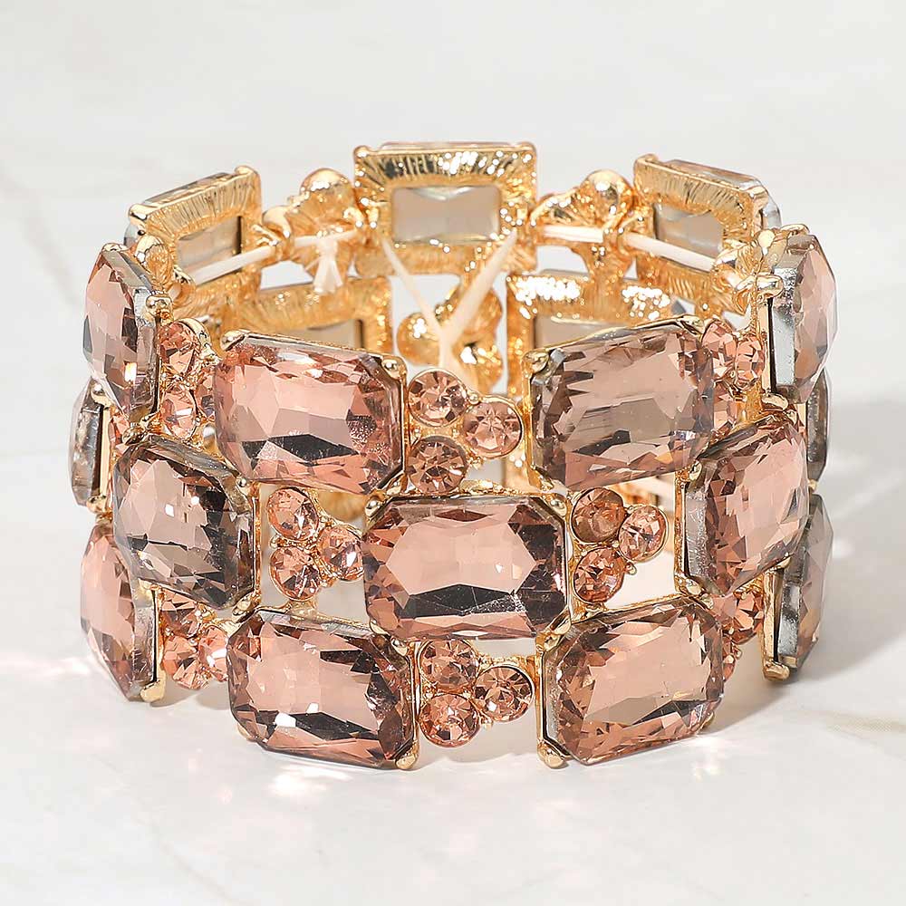 Wide Rhinestone Crystal Stretch Evening Bracelet