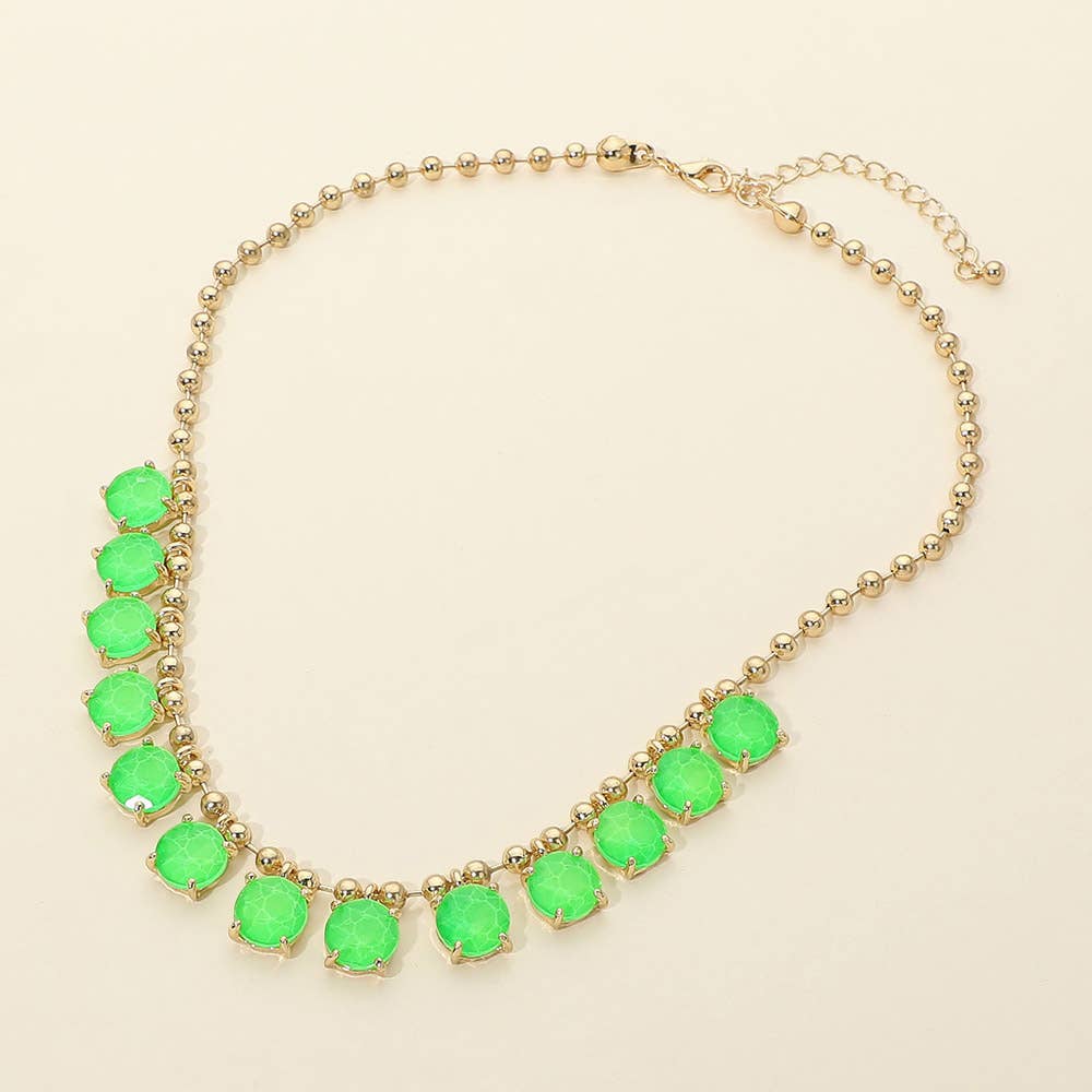 Cushion Teardrop Round Stone Link Evening Necklace