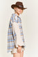 Multi plaid fuzzy sleeve jacket PLUS JJO1023P