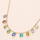 Rectangle Stone Cluster Station Beaded Chain Necklace