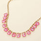 Cushion Teardrop Round Stone Link Evening Necklace