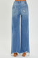 Risen Full Size High Rise Frayed Hem Wide Leg Jeans