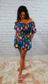 Blue Brushstroke Off-Shoulder Romper