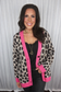 Leopard Colorblock Button Down Oversize Cardigan