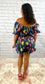 Blue Brushstroke Off-Shoulder Romper