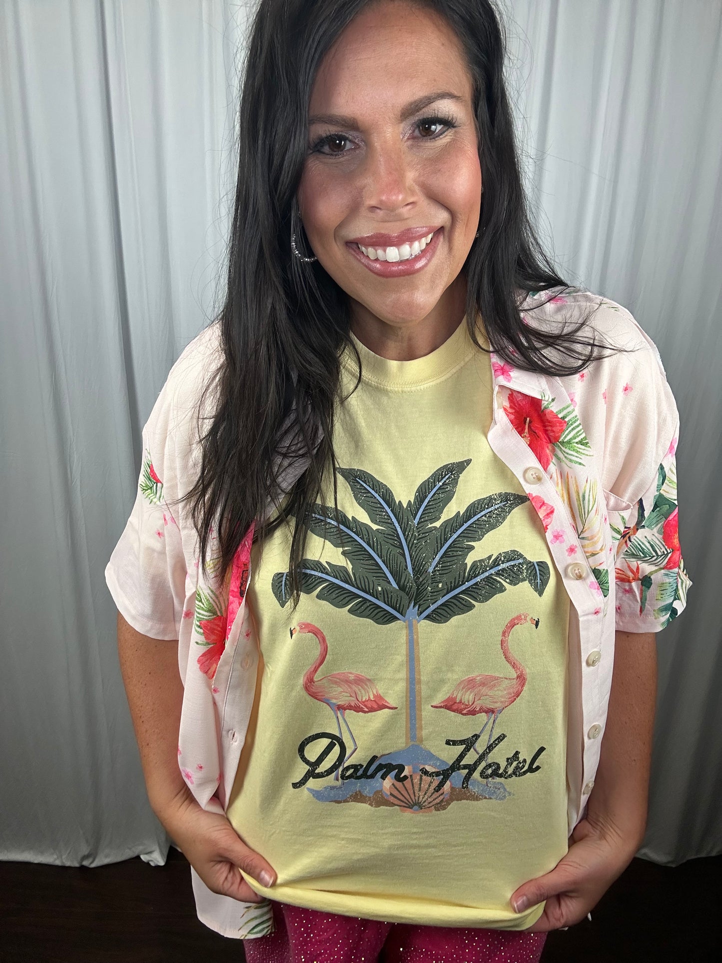 Palm Oasis Flamingo Graphic Tee | Summer Resort Style