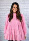 Plus Size Solid Ruffle Tiered Ribbed Crewneck Top