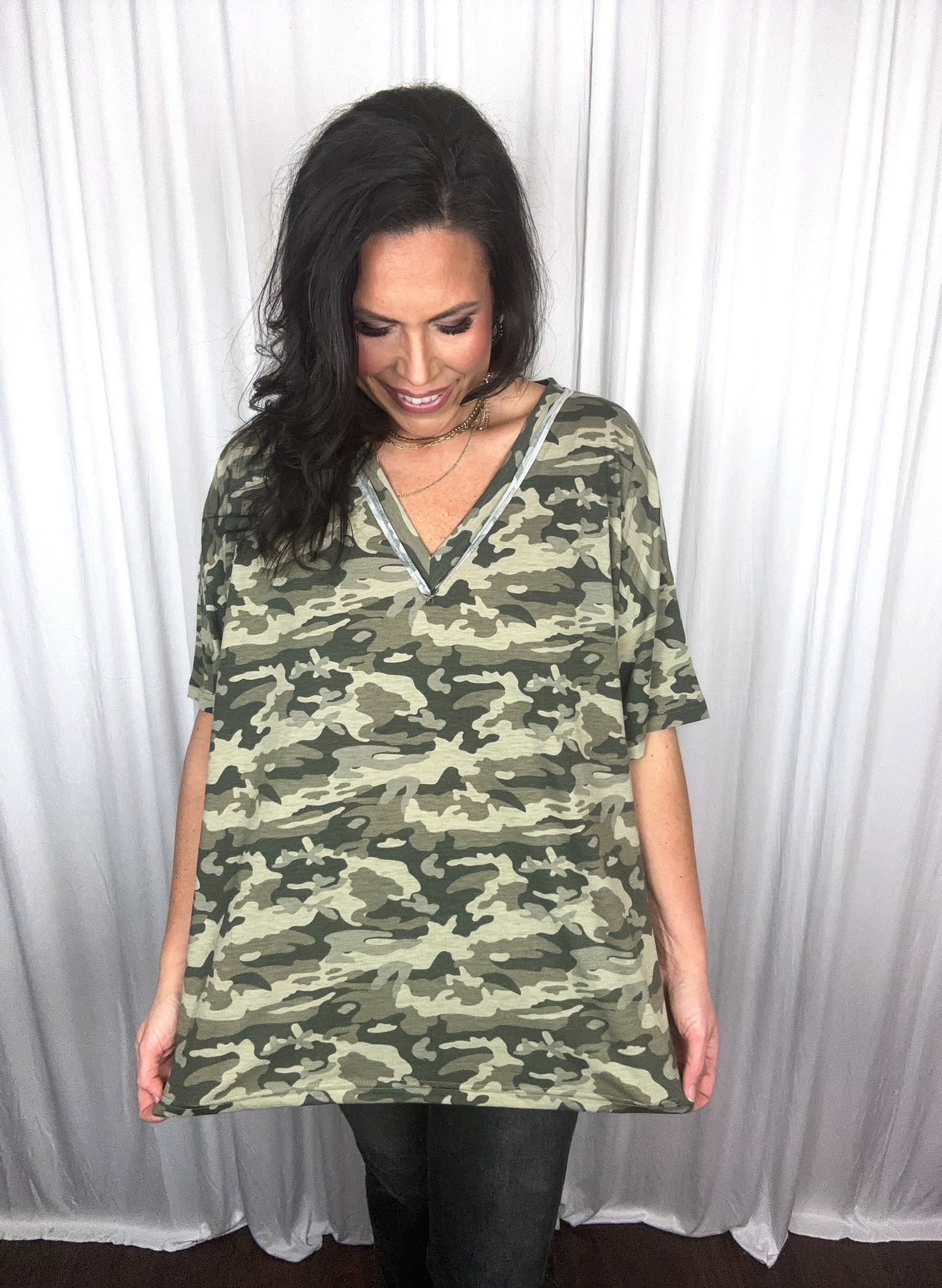 Camouflage oversized short sleeve t-shirt