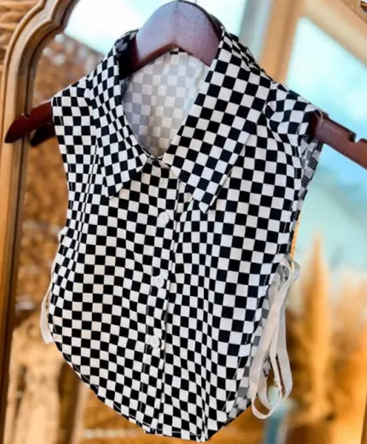 Black and White Checkered Faux Collar