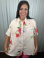 Tropical Floral Button Down Short Sleeve Top