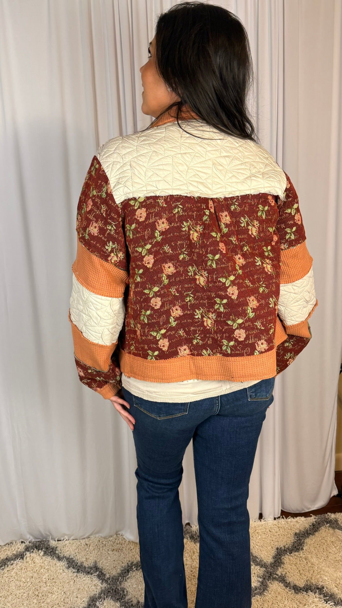 Boho Floral color block Jacket