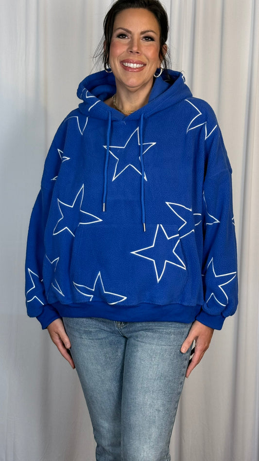 Hooded sweatshirt with embroidered stars