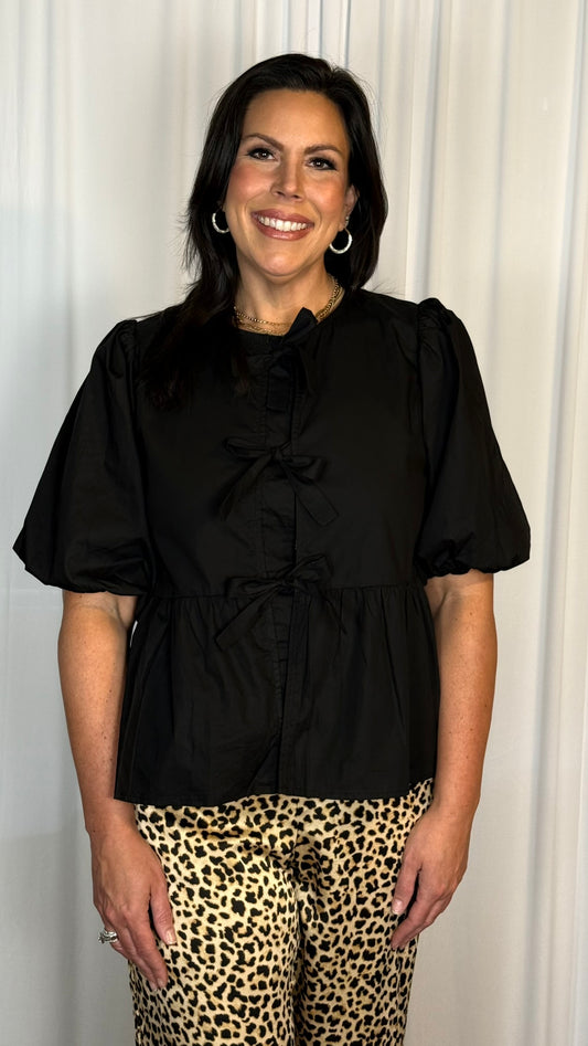 Tie Ribbon Peplum Top