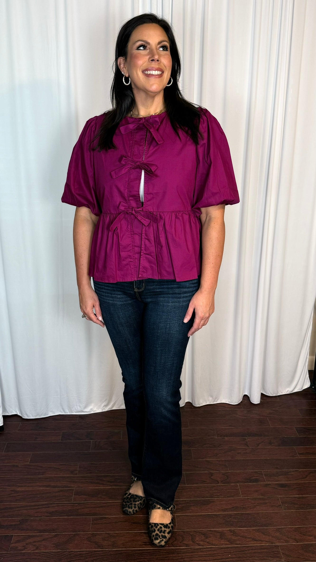 Tie Ribbon Peplum Top