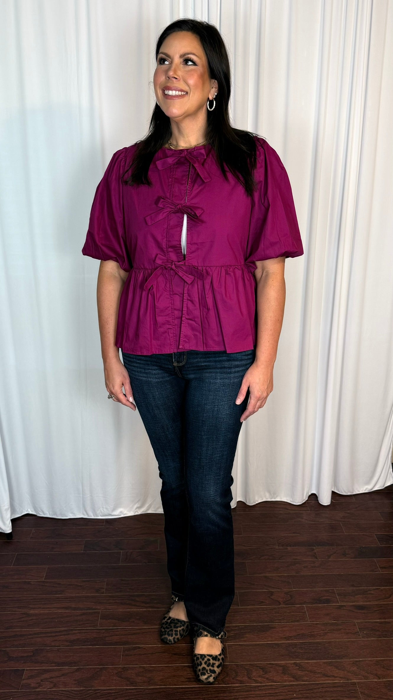 Tie Ribbon Peplum Top