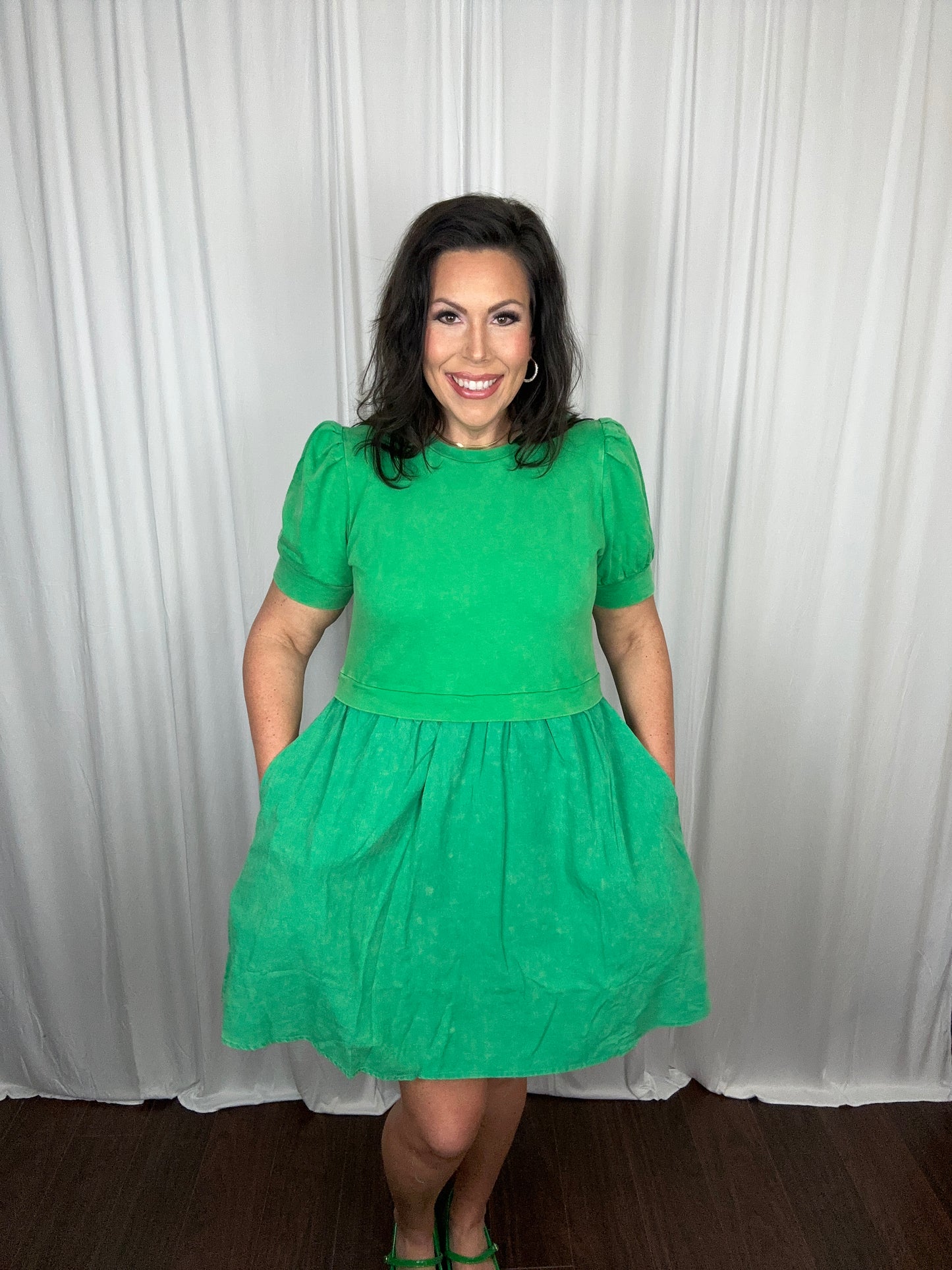 Acid Washed Short Sleeve T-Shirt Dress