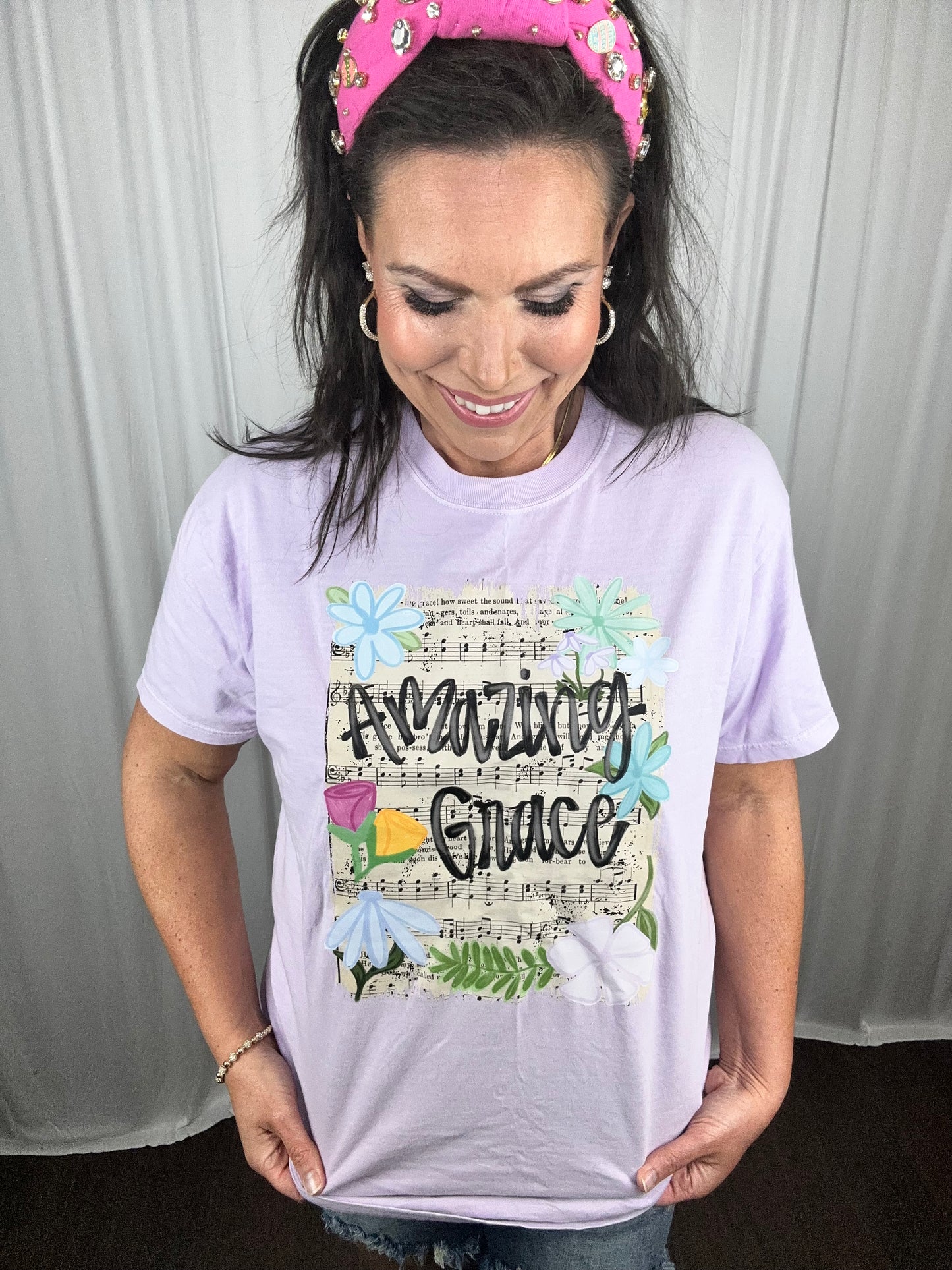Amazing Grace Floral Hymn Short Sleeve T-Shirt