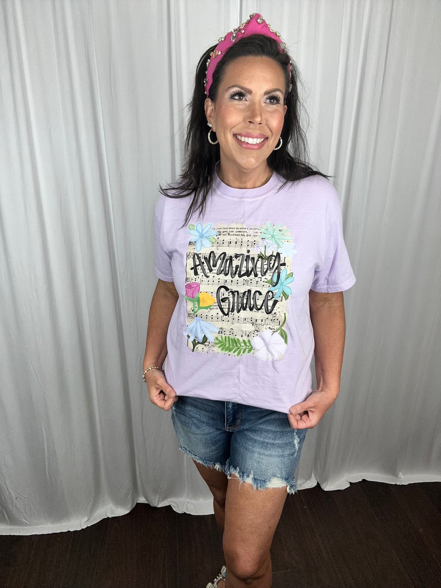 Amazing Grace Floral Hymn Short Sleeve T-Shirt