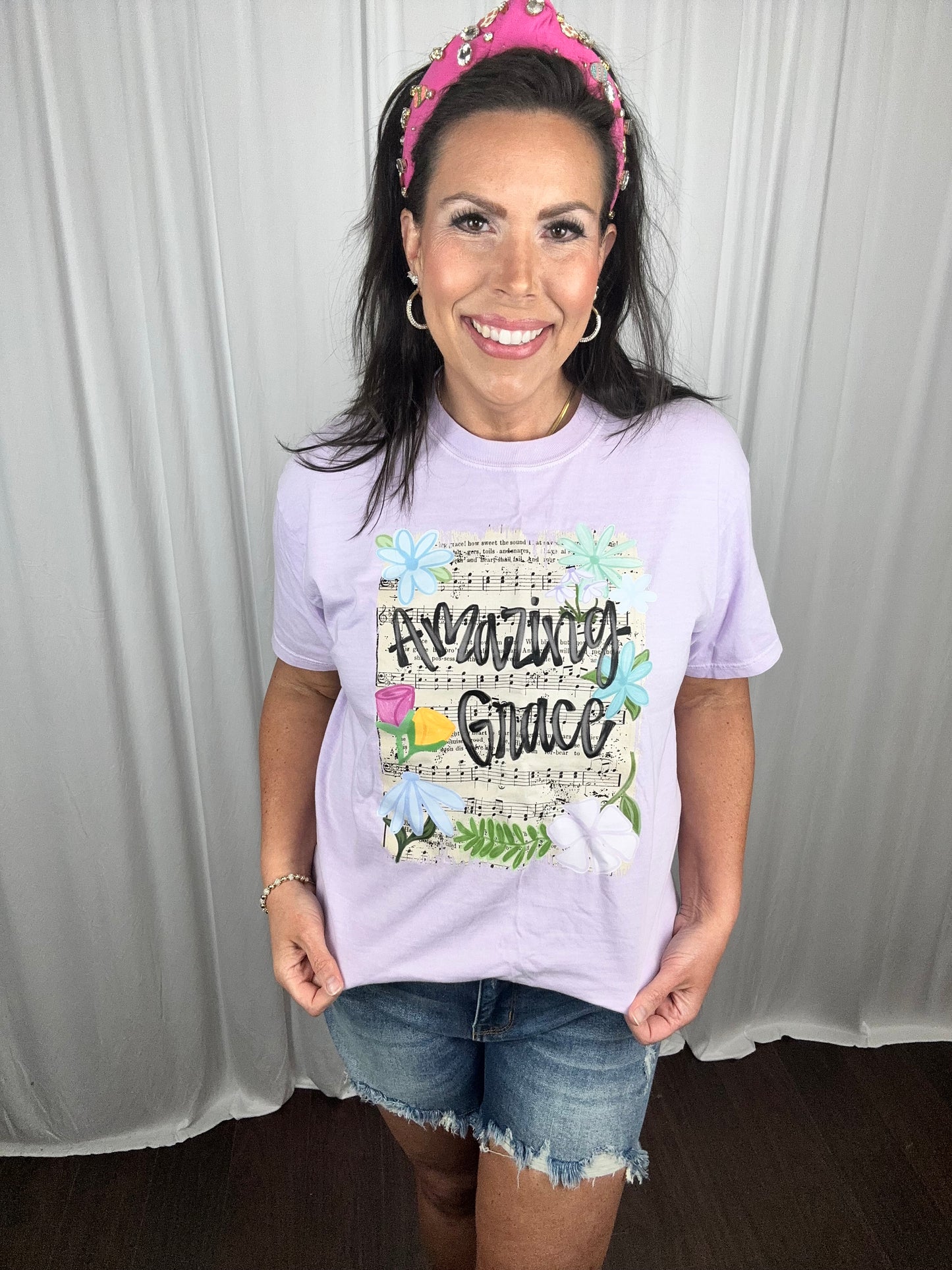 Amazing Grace Floral Hymn Short Sleeve T-Shirt