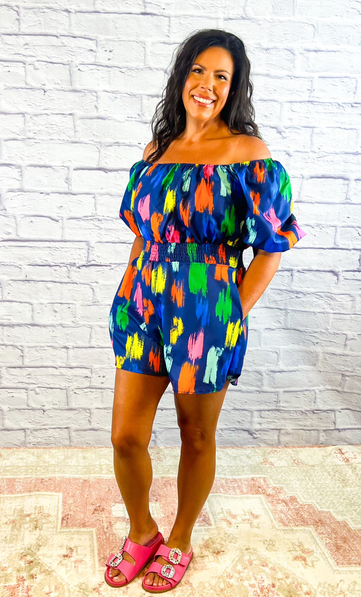 Brushed Print Romper