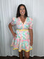 Floral Pink and Peach Ric Rac Trim Dress