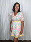 Floral Pink and Peach Ric Rac Trim Dress