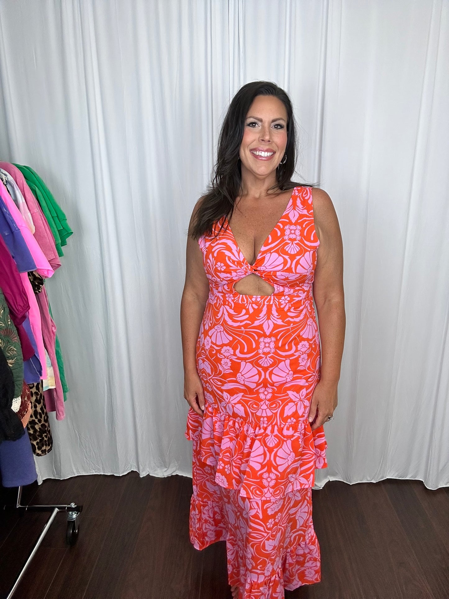 V-Neck Tiered Maxi Dress