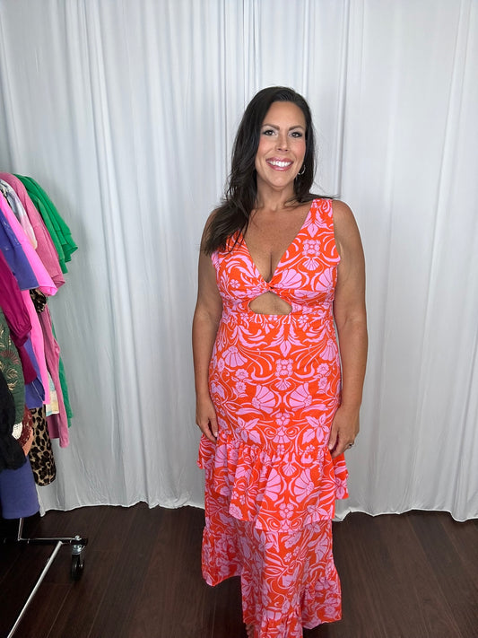 V-Neck Tiered Maxi Dress