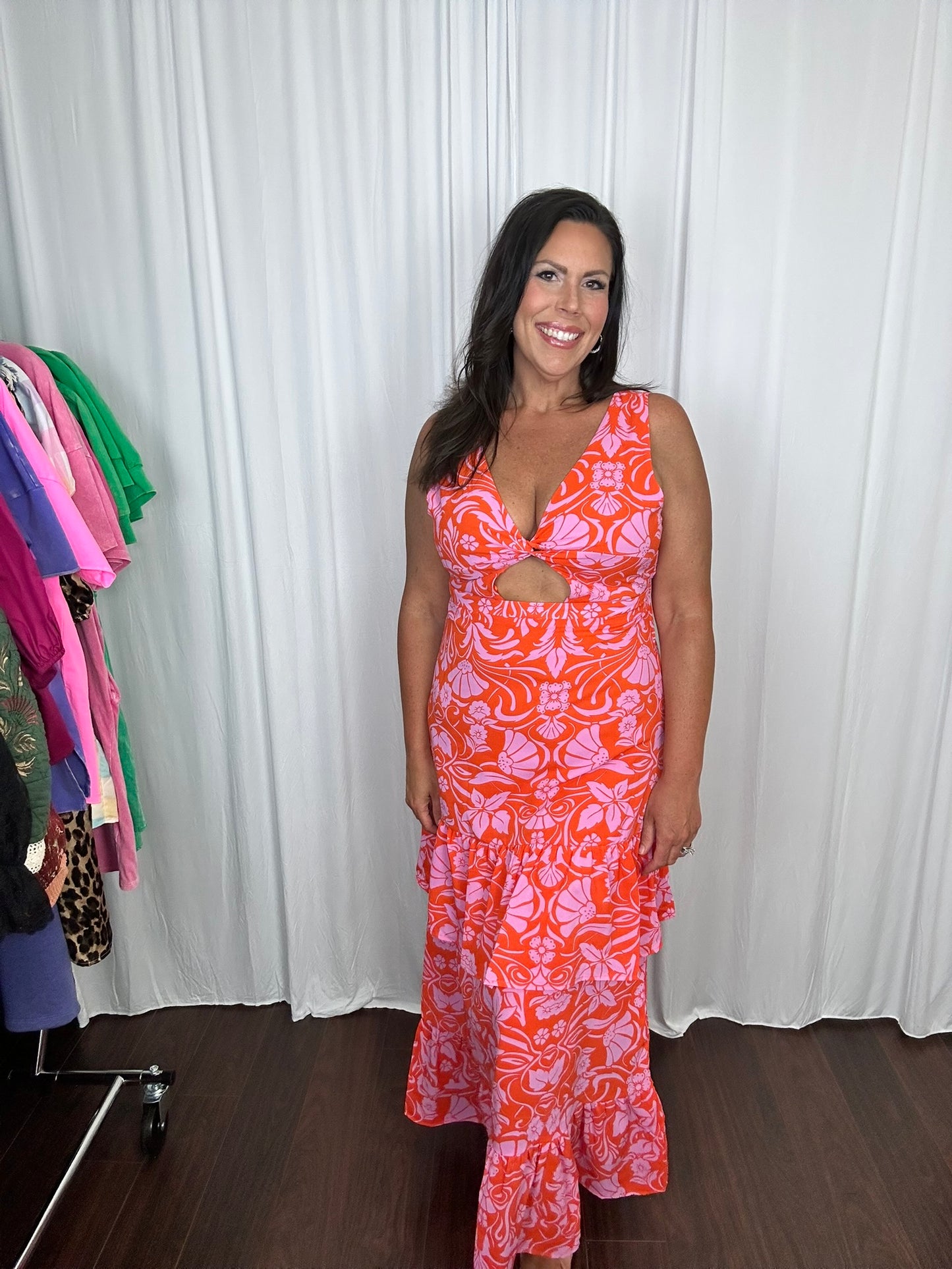 V-Neck Tiered Maxi Dress