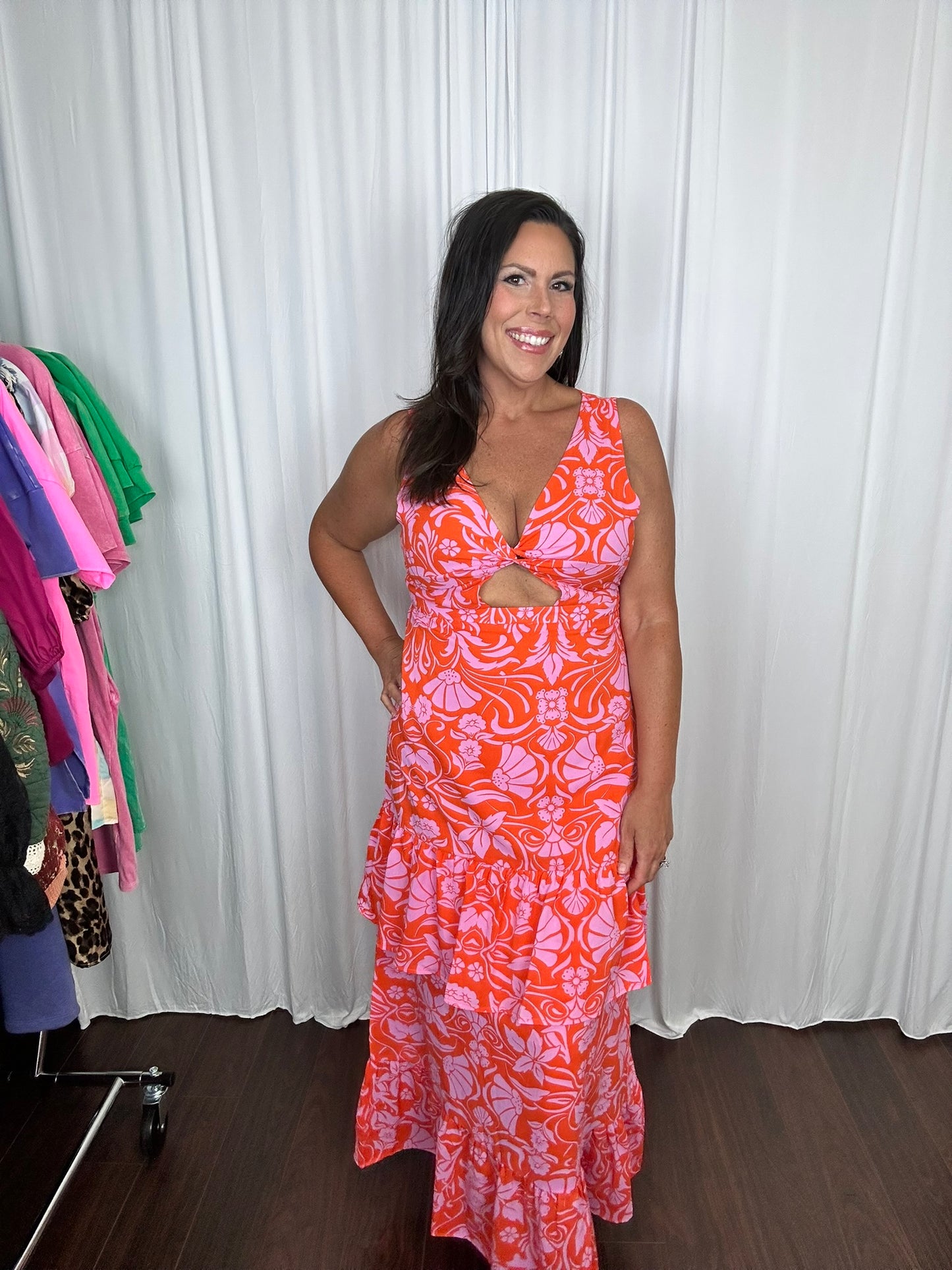 V-Neck Tiered Maxi Dress