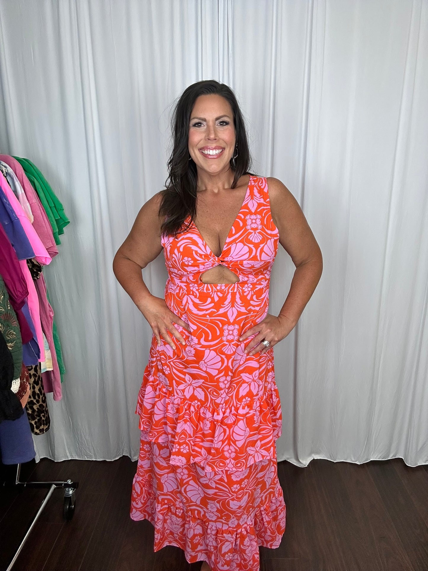 V-Neck Tiered Maxi Dress