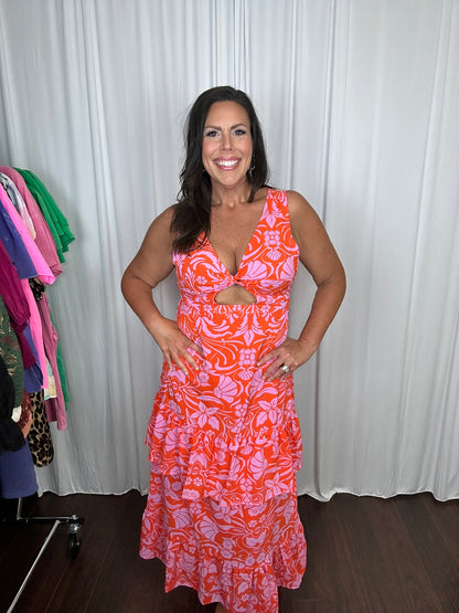 V-Neck Tiered Maxi Dress