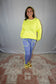 Cropped, neon yellow trim, sweat pants