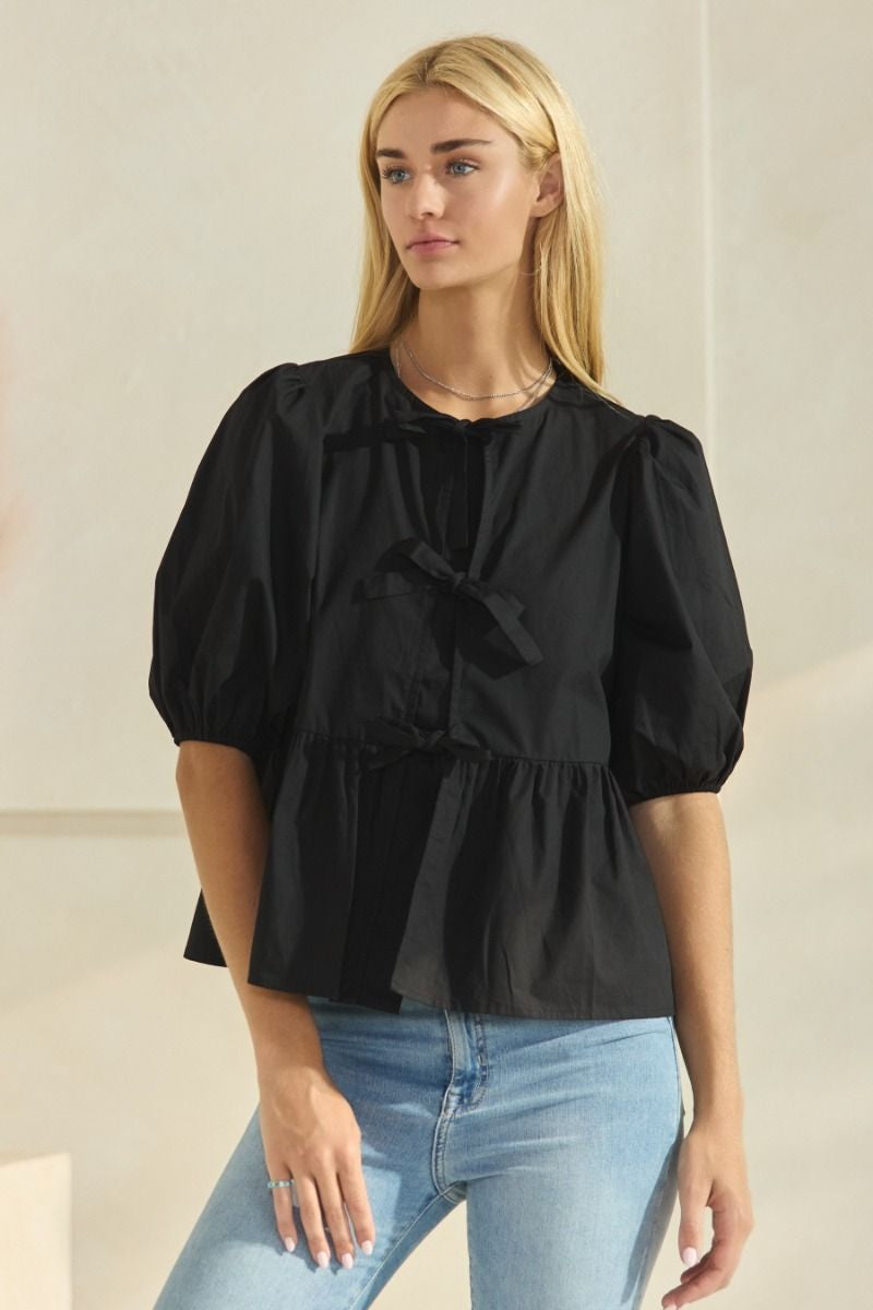 Tie Ribbon Peplum Top – Bluegrass Girls Boutique