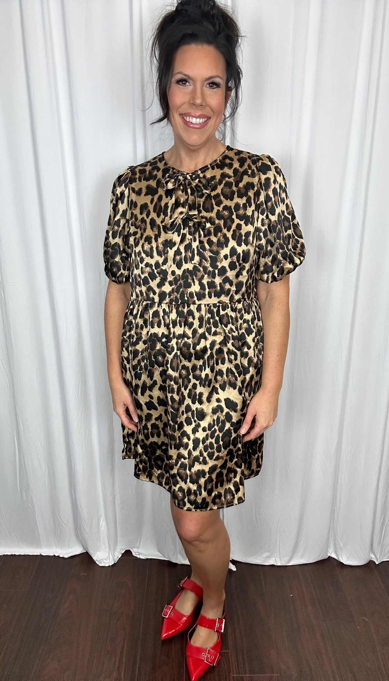 Leopard Print Satin Dress