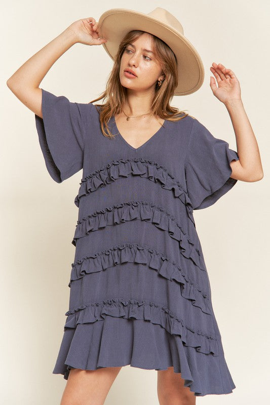 PLUS TIERED RUFFLE MINI DRESS