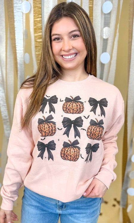 Bling Pumpkin Bows Graphic Sweatshirt