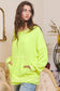 Neon Yellow Raw Edge Detailed Kangaroo Front Pocket Top Bluegrass Girls Boutique