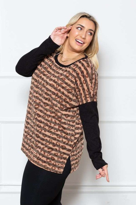 STRIPED ANIMAL PRINT LONG SLEEVE