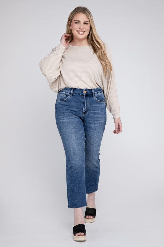 Plus Size High Rise Slim Straight Jeans